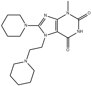 3-methyl-8-(piperidin-1-yl)-7-(2-(piperidin-1-yl)ethyl)-3,7-dihydro-1H-purine-2,6-dione 化学構造式