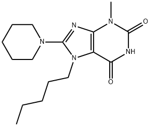 3-methyl-7-pentyl-8-(piperidin-1-yl)-3,7-dihydro-1H-purine-2,6-dione,330818-29-6,结构式