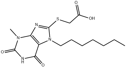 2-((7-heptyl-3-methyl-2,6-dioxo-2,3,6,7-tetrahydro-1H-purin-8-yl)thio)acetic acid Structure