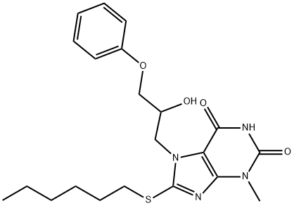 331675-52-6 8-(hexylthio)-7-(2-hydroxy-3-phenoxypropyl)-3-methyl-3,7-dihydro-1H-purine-2,6-dione