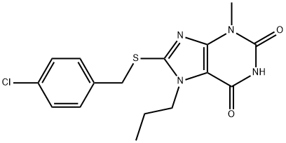 8-((4-chlorobenzyl)thio)-3-methyl-7-propyl-3,7-dihydro-1H-purine-2,6-dione,331751-81-6,结构式