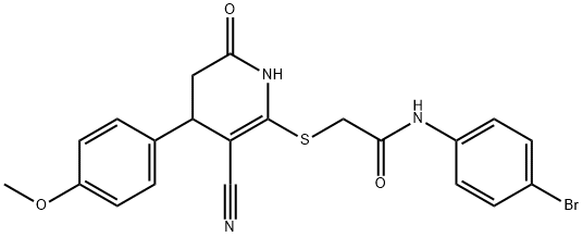 N-(4-bromophenyl)-2-((3-cyano-4-(4-methoxyphenyl)-6-oxo-1,4,5,6-tetrahydropyridin-2-yl)thio)acetamide Structure