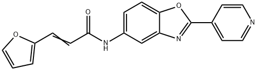 3-(呋喃-2-基)-N-(2-(吡啶-4-基)苯并[D]恶唑-5-基)丙烯酰胺,332063-87-3,结构式