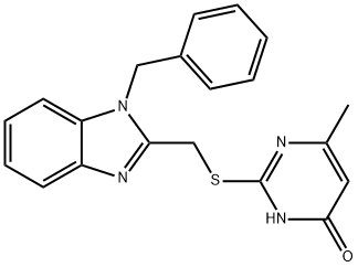 2-[(1-benzylbenzimidazol-2-yl)methylsulfanyl]-6-methyl-1H-pyrimidin-4-one Struktur