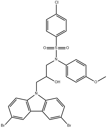 4-chloro-N-(3-(3,6-dibromo-9H-carbazol-9-yl)-2-hydroxypropyl)-N-(4-methoxyphenyl)benzenesulfonamide Structure