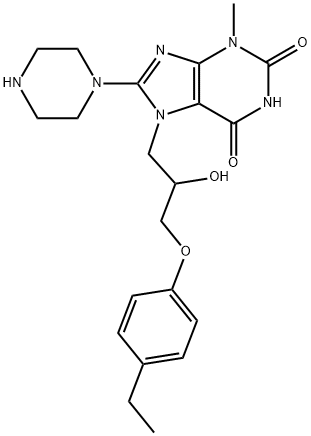 7-(3-(4-ethylphenoxy)-2-hydroxypropyl)-3-methyl-8-(piperazin-1-yl)-3,7-dihydro-1H-purine-2,6-dione Structure