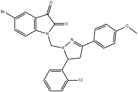 5-bromo-1-((5-(2-chlorophenyl)-3-(4-methoxyphenyl)-4,5-dihydro-1H-pyrazol-1-yl)methyl)indoline-2,3-dione Structure