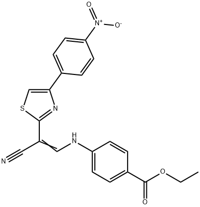 ethyl (Z)-4-((2-cyano-2-(4-(4-nitrophenyl)thiazol-2-yl)vinyl)amino)benzoate Struktur