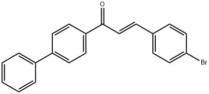 (2E)-1-{[1,1'-ビフェニル]-4-イル}-3-(4-ブロモフェニル)プロプ-2-エン-1-オン 化学構造式