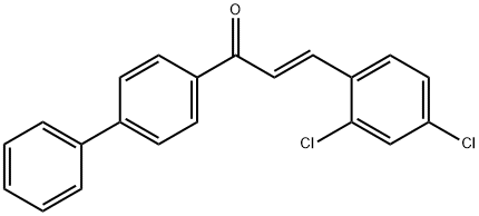 (2E)-1-{[1,1'-ビフェニル]-4-イル}-3-(2,4-ジクロロフェニル)プロプ-2-エン-1-オン 化学構造式