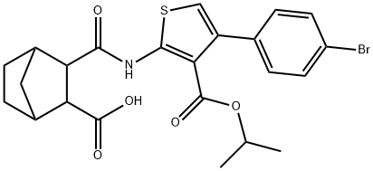 2-[[4-(4-bromophenyl)-3-propan-2-yloxycarbonylthiophen-2-yl]carbamoyl]bicyclo[2.2.1]heptane-3-carboxylic acid Struktur