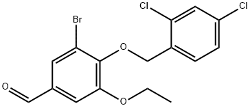 3-溴-4-[(2,4-二氯苄基)氧基]-5-乙氧基苯甲醛,345980-30-5,结构式