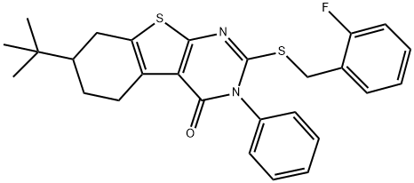 7-tert-butyl-2-[(2-fluorobenzyl)sulfanyl]-3-phenyl-5,6,7,8-tetrahydro[1]benzothieno[2,3-d]pyrimidin-4(3H)-one Structure