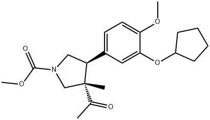 1-Pyrrolidinecarboxylic acid, 3-acetyl-4-[3-(cyclopentyloxy)-4-methoxyphenyl]-3-methyl-, methyl ester, (3S,4S)- Structure