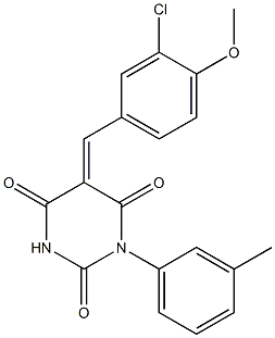 (5Z)-5-[(3-chloro-4-methoxyphenyl)methylidene]-1-(3-methylphenyl)-1,3-diazinane-2,4,6-trione,348576-16-9,结构式