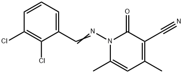 1-[(2,3-dichlorobenzylidene)amino]-4,6-dimethyl-2-oxo-1,2-dihydro-3-pyridinecarbonitrile Struktur