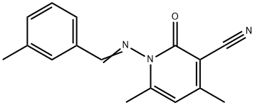 4,6-dimethyl-1-[(3-methylbenzylidene)amino]-2-oxo-1,2-dihydro-3-pyridinecarbonitrile 结构式