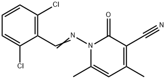 1-[(2,6-dichlorobenzylidene)amino]-4,6-dimethyl-2-oxo-1,2-dihydro-3-pyridinecarbonitrile 结构式