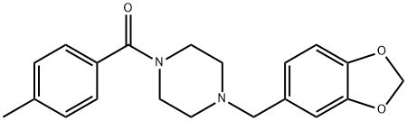 (4-(benzo[d][1,3]dioxol-5-ylmethyl)piperazin-1-yl)(p-tolyl)methanone 结构式