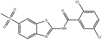 2,5-dichloro-N-(6-(methylsulfonyl)benzo[d]thiazol-2-yl)benzamide 化学構造式