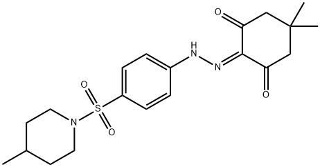 5,5-dimethyl-2-({4-[(4-methyl-1-piperidinyl)sulfonyl]phenyl}hydrazono)-1,3-cyclohexanedione 结构式