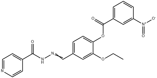 2-ethoxy-4-{(E)-[2-(pyridin-4-ylcarbonyl)hydrazinylidene]methyl}phenyl 3-nitrobenzoate Struktur