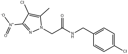 2-(4-chloro-5-methyl-3-nitro-1H-pyrazol-1-yl)-N-(4-chlorobenzyl)acetamide 结构式