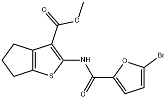 methyl 2-[(5-bromo-2-furoyl)amino]-5,6-dihydro-4H-cyclopenta[b]thiophene-3-carboxylate Struktur