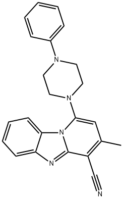 3-methyl-1-(4-phenylpiperazin-1-yl)benzo[4,5]imidazo[1,2-a]pyridine-4-carbonitrile 化学構造式