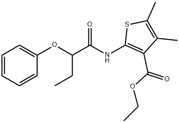 ethyl 4,5-dimethyl-2-(2-phenoxybutanoylamino)thiophene-3-carboxylate Struktur