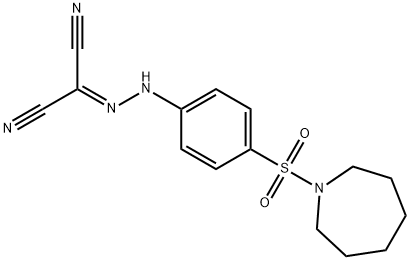 {[4-(1-azepanylsulfonyl)phenyl]hydrazono}malononitrile 化学構造式