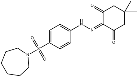 2-{[4-(1-azepanylsulfonyl)phenyl]hydrazono}-5,5-dimethyl-1,3-cyclohexanedione Struktur