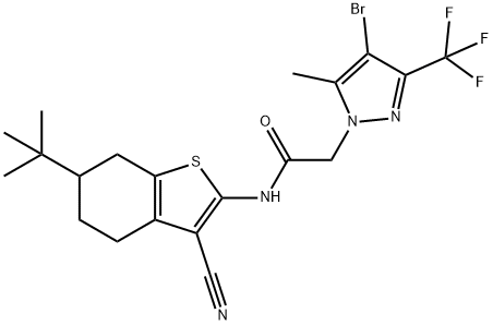 2-(4-bromo-5-methyl-3-(trifluoromethyl)-1H-pyrazol-1-yl)-N-(6-(tert-butyl)-3-cyano-4,5,6,7-tetrahydrobenzo[b]thiophen-2-yl)acetamide|