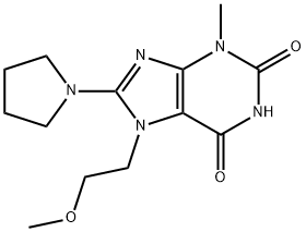 7-(2-methoxyethyl)-3-methyl-8-(pyrrolidin-1-yl)-3,7-dihydro-1H-purine-2,6-dione,361174-96-1,结构式