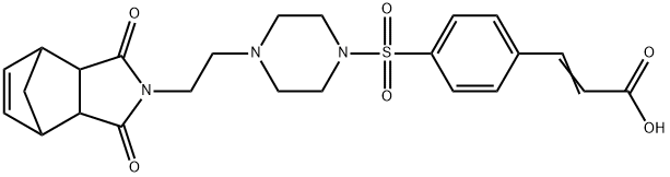 (E)-3-(4-((4-(2-(1,3-dioxo-1,3,3a,4,7,7a-hexahydro-2H-4,7-methanoisoindol-2-yl)ethyl)piperazin-1-yl)sulfonyl)phenyl)acrylic acid Structure