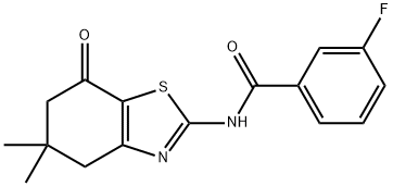 N-(5,5-dimethyl-7-oxo-4,6-dihydro-1,3-benzothiazol-2-yl)-3-fluorobenzamide 化学構造式