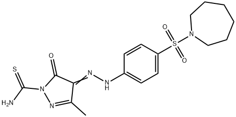 4-{[4-(1-azepanylsulfonyl)phenyl]hydrazono}-3-methyl-5-oxo-4,5-dihydro-1H-pyrazole-1-carbothioamide Structure