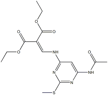 Propanedioicacid, 2-[[[6-(acetylamino)-2-(methylthio)-4-pyrimidinyl]amino]methylene]-,1,3-diethyl ester,36707-43-4,结构式