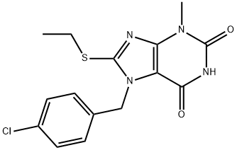 7-(4-chlorobenzyl)-8-(ethylthio)-3-methyl-3,7-dihydro-1H-purine-2,6-dione Struktur