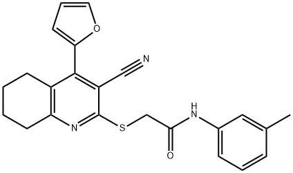 2-((3-cyano-4-(furan-2-yl)-5,6,7,8-tetrahydroquinolin-2-yl)thio)-N-(m-tolyl)acetamide 结构式