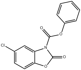 5-Chloro-2-oxo-benzooxazole-3-carboxylic acid phenyl ester 化学構造式