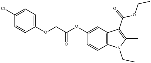 ethyl 5-(2-(4-chlorophenoxy)acetoxy)-1-ethyl-2-methyl-1H-indole-3-carboxylate 结构式