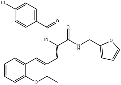 (Z)-4-chloro-N-(3-((furan-2-ylmethyl)amino)-1-(2-methyl-2H-chromen-3-yl)-3-oxoprop-1-en-2-yl)benzamide Structure