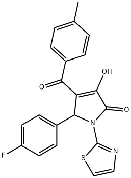 5-(4-fluorophenyl)-3-hydroxy-4-(4-methylbenzoyl)-1-(thiazol-2-yl)-1,5-dihydro-2H-pyrrol-2-one 结构式