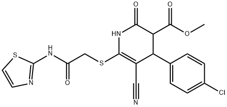 methyl 4-(4-chlorophenyl)-5-cyano-2-oxo-6-((2-oxo-2-(thiazol-2-ylamino)ethyl)thio)-1,2,3,4-tetrahydropyridine-3-carboxylate Structure