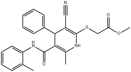 methyl 2-((3-cyano-6-methyl-4-phenyl-5-(o-tolylcarbamoyl)-1,4-dihydropyridin-2-yl)thio)acetate|