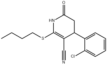 2-(butylthio)-4-(2-chlorophenyl)-6-oxo-1,4,5,6-tetrahydropyridine-3-carbonitrile Struktur