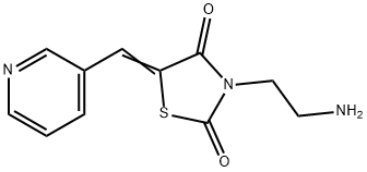 3-(2-氨基乙基)-5-(吡啶-3-基亚甲基)-1,3-噻唑烷-2,4-二酮, 377769-59-0, 结构式
