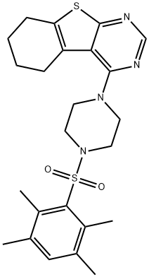 4-(4-((2,3,5,6-tetramethylphenyl)sulfonyl)piperazin-1-yl)-5,6,7,8-tetrahydrobenzo[4,5]thieno[2,3-d]pyrimidine,379244-18-5,结构式