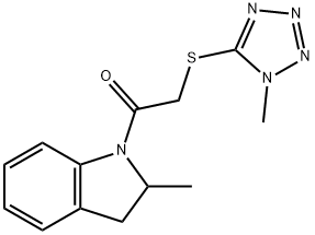 2-((1-甲基-1H-四唑-5-基)硫基)-1-(2-甲基吲哚啉-1-基)乙酮 结构式